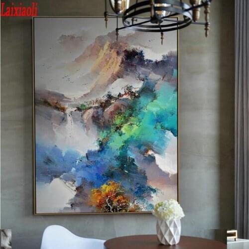 Diy Diamond Painting New Chinese Style Colorful Clouds Landscap Cross Stitch Full drill abstract art painting embroidery mosaic