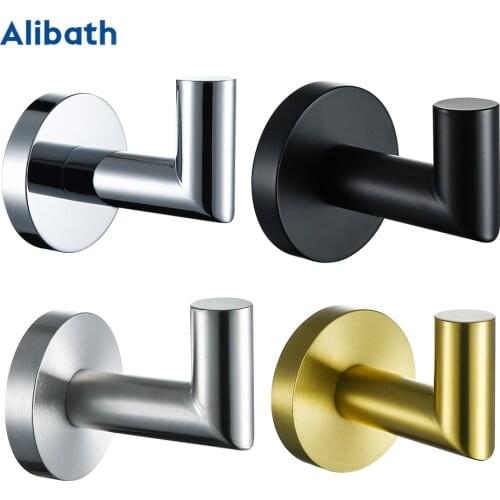 Wall Mounted Double Hook Stainless Steel Robe Towel Hook For Bathroom Clothes Coat Hanger Bedroom Livingroom Kitchen Accessories