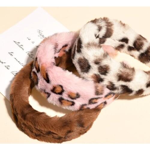TwinkLei Winter Leopard Rabbit Faux Fur Hairbands Women Plush Soft Headwarp Girls Hair Hoop Hair Accessories Headband