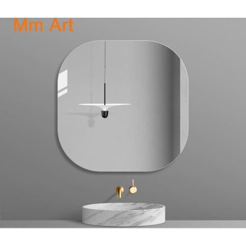 Simple Modern Bathroom Mirror Wall-Mounted Bathroom Mirror Punch-Free Toilet Mirror Bathroom Bathroom Mirror