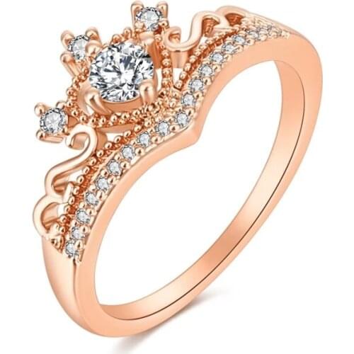 Luxury Women Rings Crown Zirconia Alloy Rings Shine Wedding Engagement Band Party Anniversary Gift For Women Rings