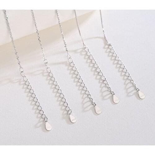 Silver Chain Long Tail Chain Cross Water Wave Box Snake Bone Starry Sky with Extension Necklace Necklace chains for jewelry