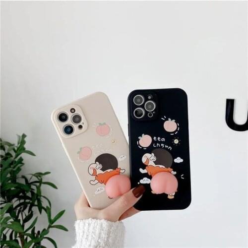 3D Cartoon Silicone Phone Case for xiaomi poco x2 m2pro c3 poco m2 m3 f3 x3 x3nfc Shin Decompress Pinch Peach Arse Soft
