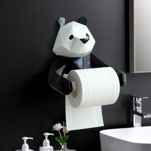 Resin Panda Figurin Roll Toilet Tissue holder Wall Mounted Tissue Holder Paper Tissue box Holder Bathroom Decoration Tissue Box