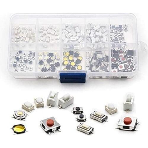 250Pcs 10-Types Tactile Push Button Switch Car Remote Control Keys Button Touch Microswitch