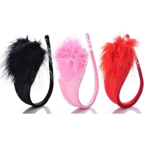 Sexy Panty Fashion Womens Erotic Lingeries C String Invisible Panties Feather Decor Knickers Solid Color Underwear G- string