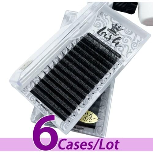 6pcs/lot Top quality matte black yy eyelash extension wispy lashaes pbt ultra eyelash extensions for large yy eyelashes