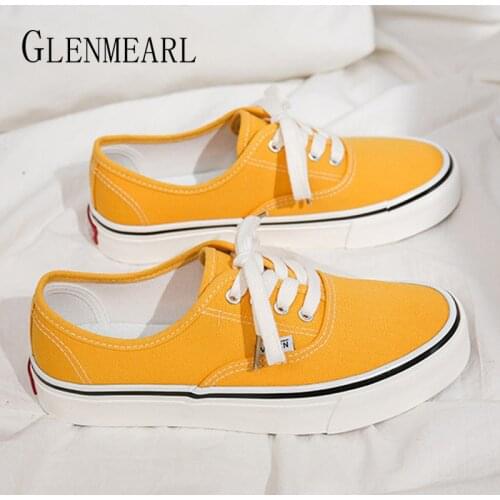 Women Canvas Shoes Fashion Lover Flats Comfortable Lace Up Round Toe Size 44 Shallow Candy Color Shoes Large Size 2020