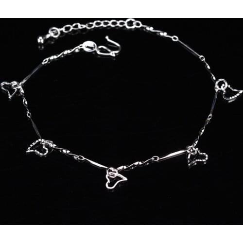 925 Sterling Silver Sandy Beach Heart Anklet Female Simple Unique Design Temperament INS Fashion Elegant Bracelet Gifts