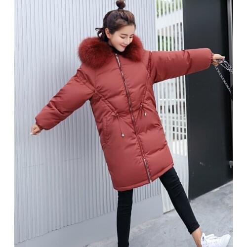 2018 Zipper High Waist High Waist Full Top Fashion Special Offer Winter Long Fund Cotton Woman Tide Clothes Hair Hat Loose Coat