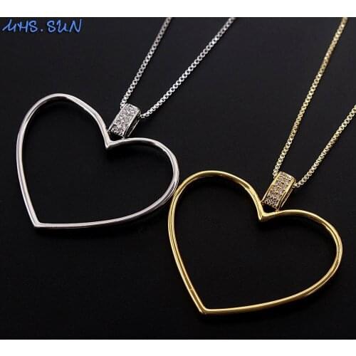 MHS.SUN New arrival women fashion love heart pendant necklace with AAA cubic zircon gold color chain necklace jewelry for gift