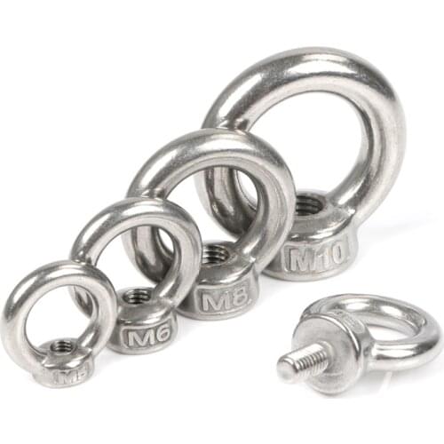 1PCS Lifting eye nuts/screw Ring eyebolt Ring hooking nut screws M3 M4 M5 M6 M8 M10 M12 304 Stainless steel
