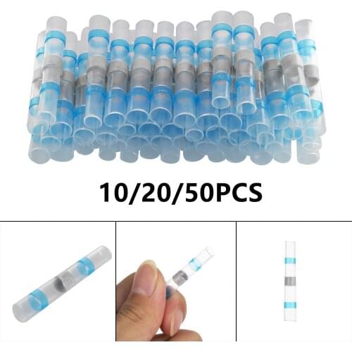 10/20/50PCS Solder Seal Wire Connectors Blue Waterproof Solder Sleeve Tube 3:1 Heat Shrink Insulated Electrical Wire Terminals