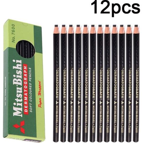 12PCS Dermograph Eyebrow Pencil Black Microblading Permanent Eyebrow Makeup Black Marker Pencil Lapis Accessories Tattoo Supplie