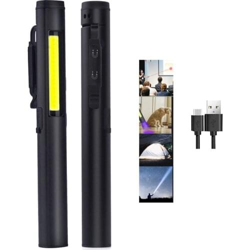 450LM COB Emergency Flashlight Torch Type C USB Work Light 120° Inspection Lamp Red Laser Office Lamp 365nm UV Detective Light