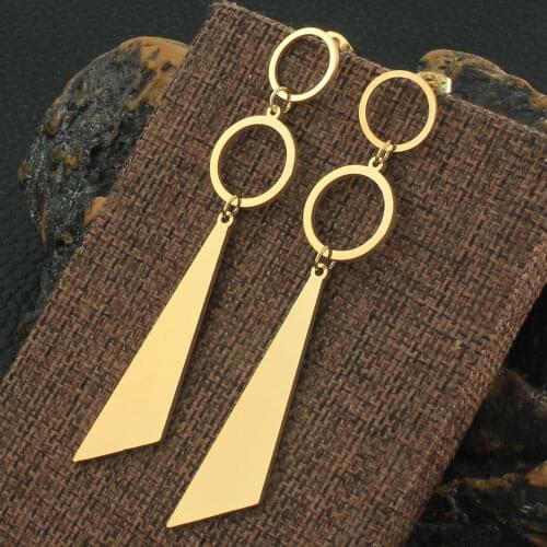 Free Shipping Simple Gold Color Drop Earring Fashion Stainless Steel Jewelry Earrings For Women Gift EFGZDOHP