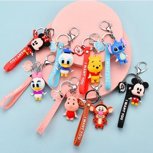 Disney Cartoon Epoxy Mickey Minnie Stitch Keychain Bag Pendant Crane Machine Jewelry doll toys