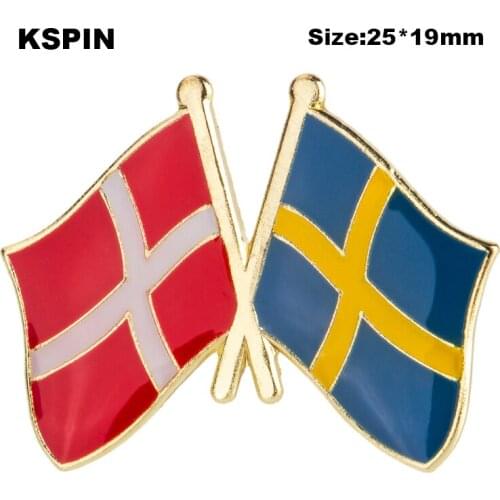 Denmark & Sweden Friendship Flag Badge Flag Brooch National Flag Lapel Pin International Travel Pins
