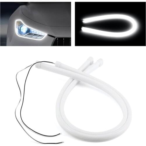 2pcs 60cm Day-time Running Light Universial Flexible Soft Tube Guide Car LED Strip White Angel Eye Lamp Accessories