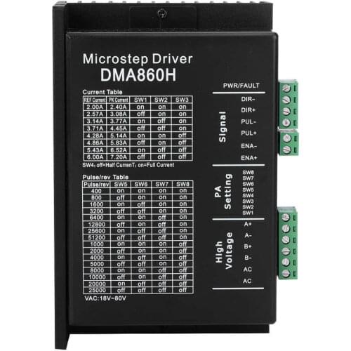 Stepper Motor Driver CNC Digital 32-Bit Ultra-Low Noise DMA860H 2.4-7.2A 18-80VAC CNC Stepper Motor Driver