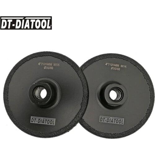 DT-DIATOOL 2pcs Diameter 105MM/4 inches Vacuum Brazed Diamond Grinding Wheel Shaping Wheel Flat Cutting Disc M14 Thread #30