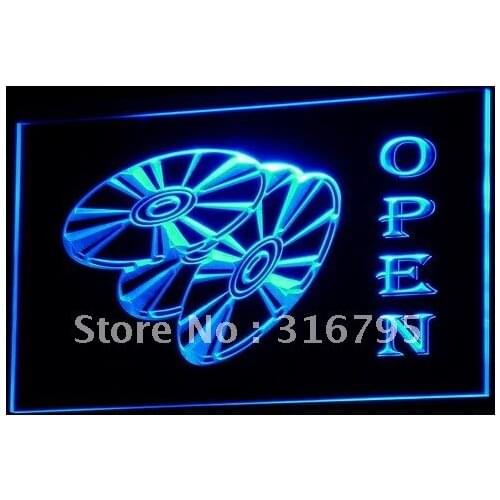 I143 OPEN DVD Blu Ray Movie Disc LED Light Signs On/Off Switch 20+ Colors 5 Sizes