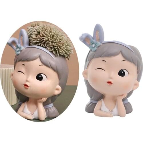 Cute Girl Succulent Planter Pots with Drainage Hole, Large Bonsai Pots Decorative Cactus Pots Flower Container Decoration