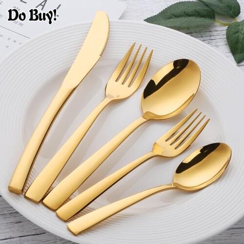 5 Pcs/Set Dinnerware Set Stainless Steel Reusable Utensils Travel Cutlery Spoon Fork Knife Home Tableware Wholesale