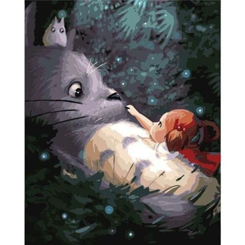 Painting By Numbers DIY Dropshipping 40x50 50x65cm Big mouse and little girl Animal Canvas Wedding Decoration Art picture Gift