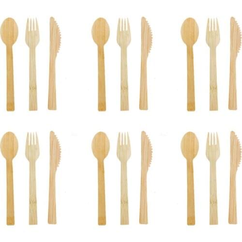 Disposable Bamboo Spoon Fork Knife Set Bamboo Wood Flatware Cutlery Set Party Restaurant Wedding Dinnerware Single-use Cutlery