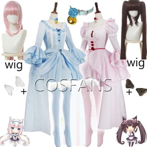 NEKOPARA OVA Nekomimi Paradise Chocola Vanilla Lolita Dress Uniform Outfit Games Cosplay Costumes Halloween cosplay costume wig