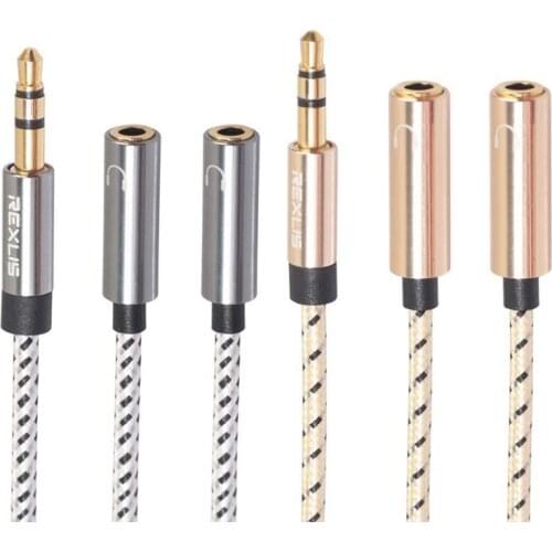 NEW-REXLIS(9.8inch) 3.5mm Dual Headphone Jack Splitter Adapter, AUX Stereo Earphone Earbuds Y o Split Adapter Cable Compatib