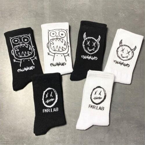 Anime Socks Men Women Couples Grimace Tall Hip hop Wild Happy Funny Street Fashion Cartoon Korean College Style Basketball Socks