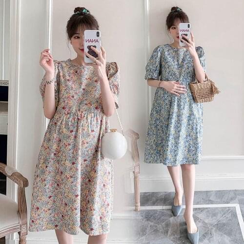 2021 New Maternity Skirt Summer Picnic Wear Korean Style Floral Skirt Sweet Maternity Dress