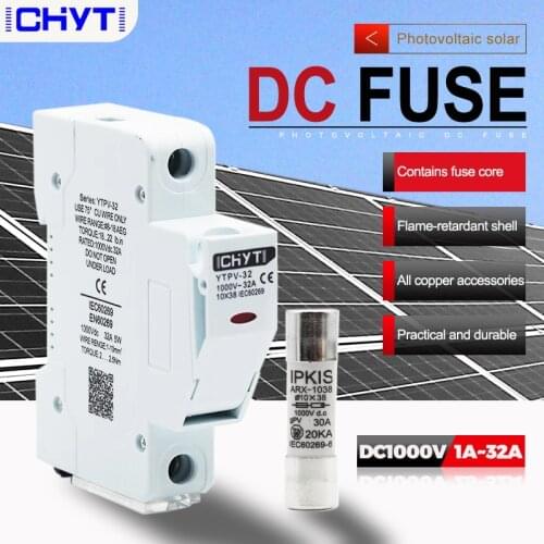 PV Solar DC Fuse 1000V Fusible 10*38 gPV, Fuse Holder Base Over Current Protection Tuv Certificate