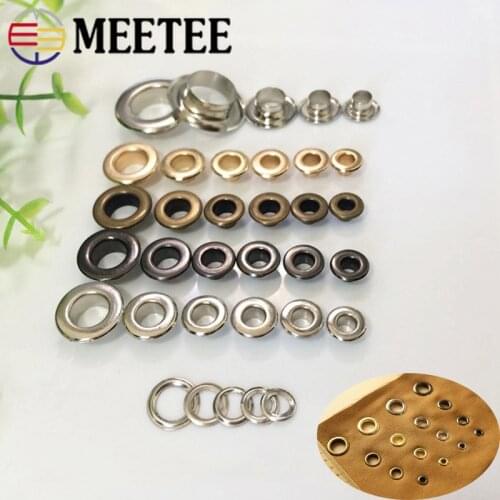 Meetee 100pc 3.5-15mm Copper Eyelet Buckles O Ring Rivet Buttons DIY Bag Strap Belt Garment Webbing Shoes Sewing Accessories