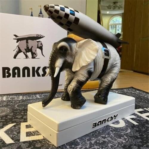 Luxurious Elephants in War Banksy Polystone Elephant Back Rocket Incense Burner Statue Action Figure Mode Decoration Accessories