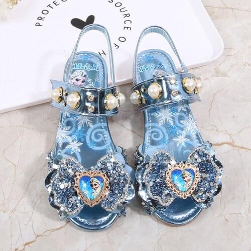 Disney childrens Flat sandals princess party shoes summer girls sandals baby childrens shoes little girl crystal shoes 23-36