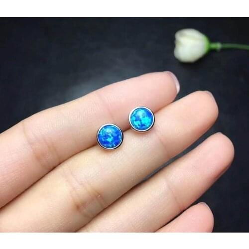 Blue OPal Earrings Natural And Real Blue Opal Earring 925 Sterling Silver Fine Elegant Jewelry for Women Earring