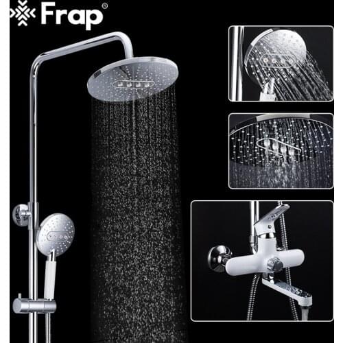 Frap White Shower Faucet Rainfall Shower Head Hand Shower Sprayer Bathroom Shower System Set Bath Water Tap Mixer Torneira F2449
