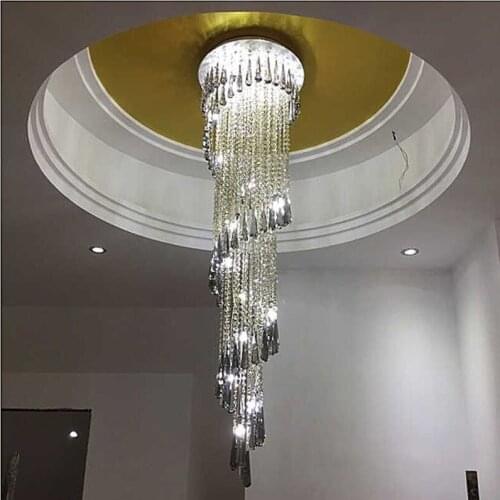 Spiral Crystal Pendant Staircase Long Chandelier LED Energy Saving Light Source Simple Duplex House Villa Chandelier led light