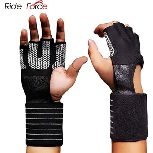 Crossfit Gym Fitness Gloves Adjustable Four Half Finger Women Men Workout Weightlifting Bodybuilding Hand Wrist Protector
