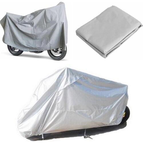 Waterproof Motorbike Cover with Storage Bag Universal Outdoor Motorcycle UV Protector Rain Dust Prevention Covers Silver