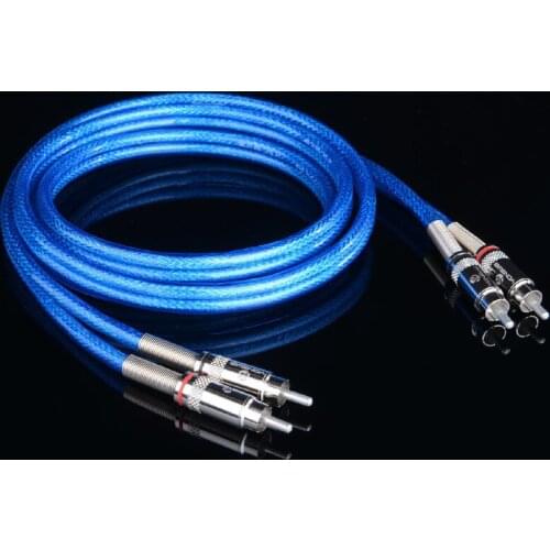 RCA Audio Connector Crystal Blue Cable Double RCA to Dual RCA for Camera Microphone Mixer TV DVD Amplifier Hi-fi Subwoofer lines
