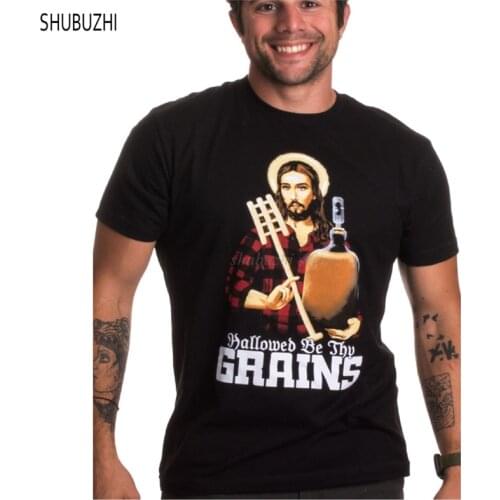 Funny Men t shirt summer brand tshirt Hallowed Be Thy Grains Funny Beer Brewing Brewer Homebrew Home Brew T-Shirt sbz340