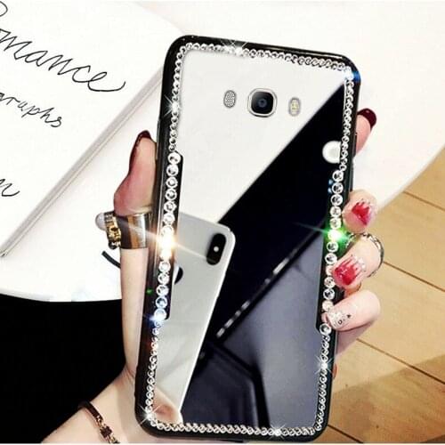 Mirror Rhinestone Phone Case for Samsung Galaxy J7 2016 J3 J5 Prime A5 2017 A10 A20 A40 A50 A70 J8 S20 S10 S8 S9 silicone Cover