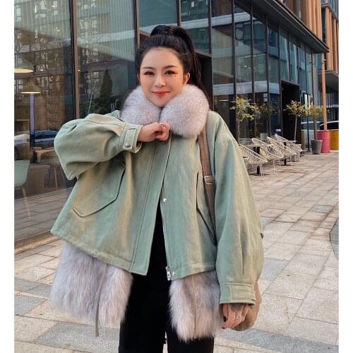 2020 Ins Winter Coat Women Plus Size Fox Fur Parkas Womens Long Removable Real Fur Liner Jacket Streetwear Luxury Warm