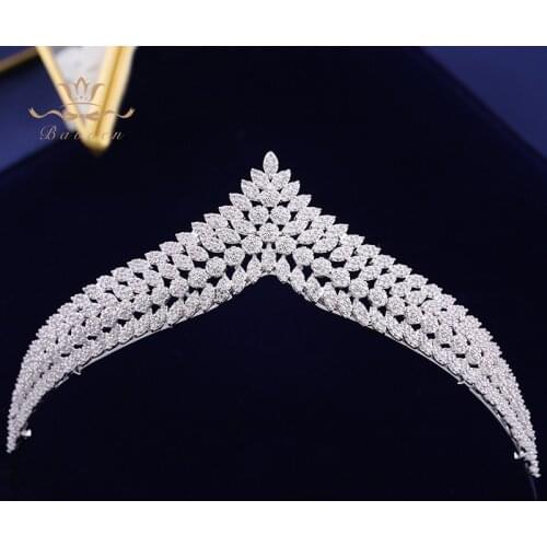 Bavoen Top Quality Brides Clear Zircon Hairbands Crystal Tiara Crowns Wedding Hair Accessories