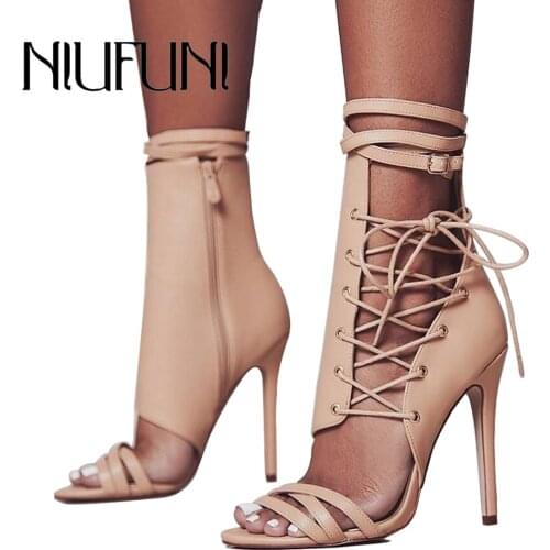 2020 Fashion Women Sandals Summer Gladiator Sandals High Heel Ankle Strap Sexy Women Shoe Cross-tied Party Shoes Plus Size 35-43