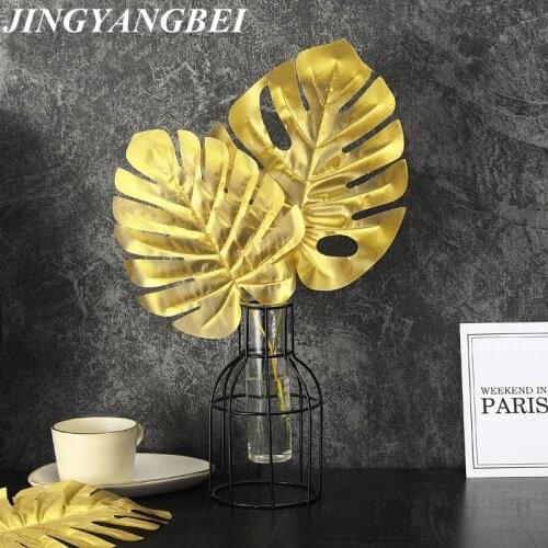 Gold Artificial plants Turtle leaf Iron tree Maple Christmas wedding decoration Backdrop silk Flower leaves plant faux foliage